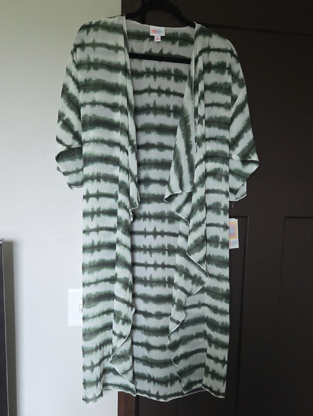 Green Tie-Dye Duster Cardigan
